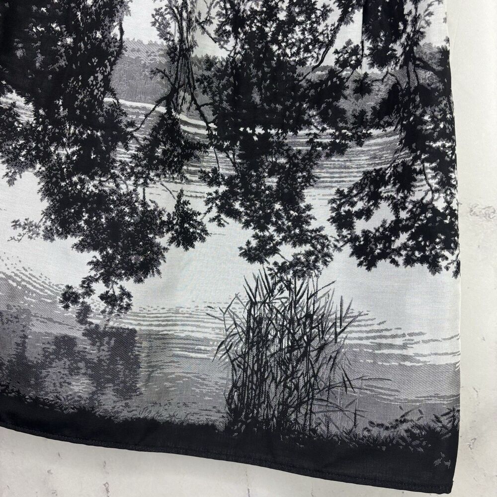 VTG Agnès B. Y2k Mini Skirt 38 6 France Scenic Nature Print Grayscale Blk White - Picture 6 of 15